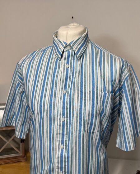 Bar Harbour By Double Two Cotton Stripe Short Sleeve Shirt Size XL