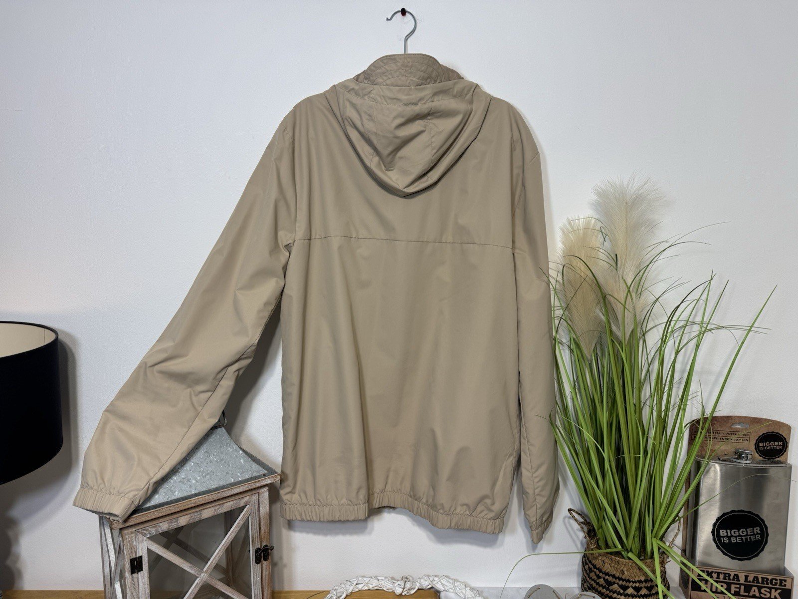 Beige Showerproof Full Zip Mesh Lined Hooded Jacket Size M