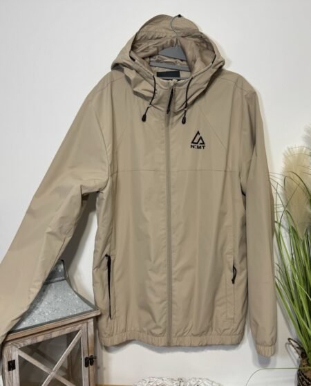 Beige Showerproof Full Zip Mesh Lined Hooded Jacket Size M