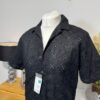 Black Broidery Anglaise Open Neck Relaxed Fit Shirt Size M