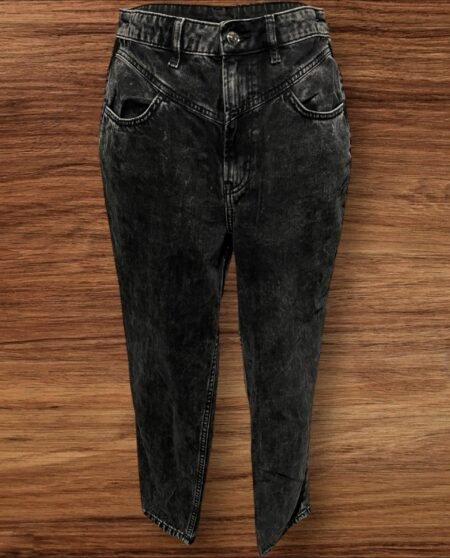 Black Distressed Straight Leg Jeanszip/button Close Pockets Size 12