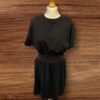 Black T-shirt Dress Cinched In Waist Short Sleeve Round Neck Size M