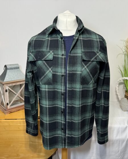 BooHooMan Deep Green Flannel Button Thru Shacket Size S