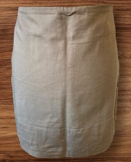 Camaieu Taupe Lined Linen Straight Skirt With Detail Bottom Size 10