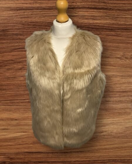 Champagne Faux Fur Lined Gilet Hook And Eye Close Size 10