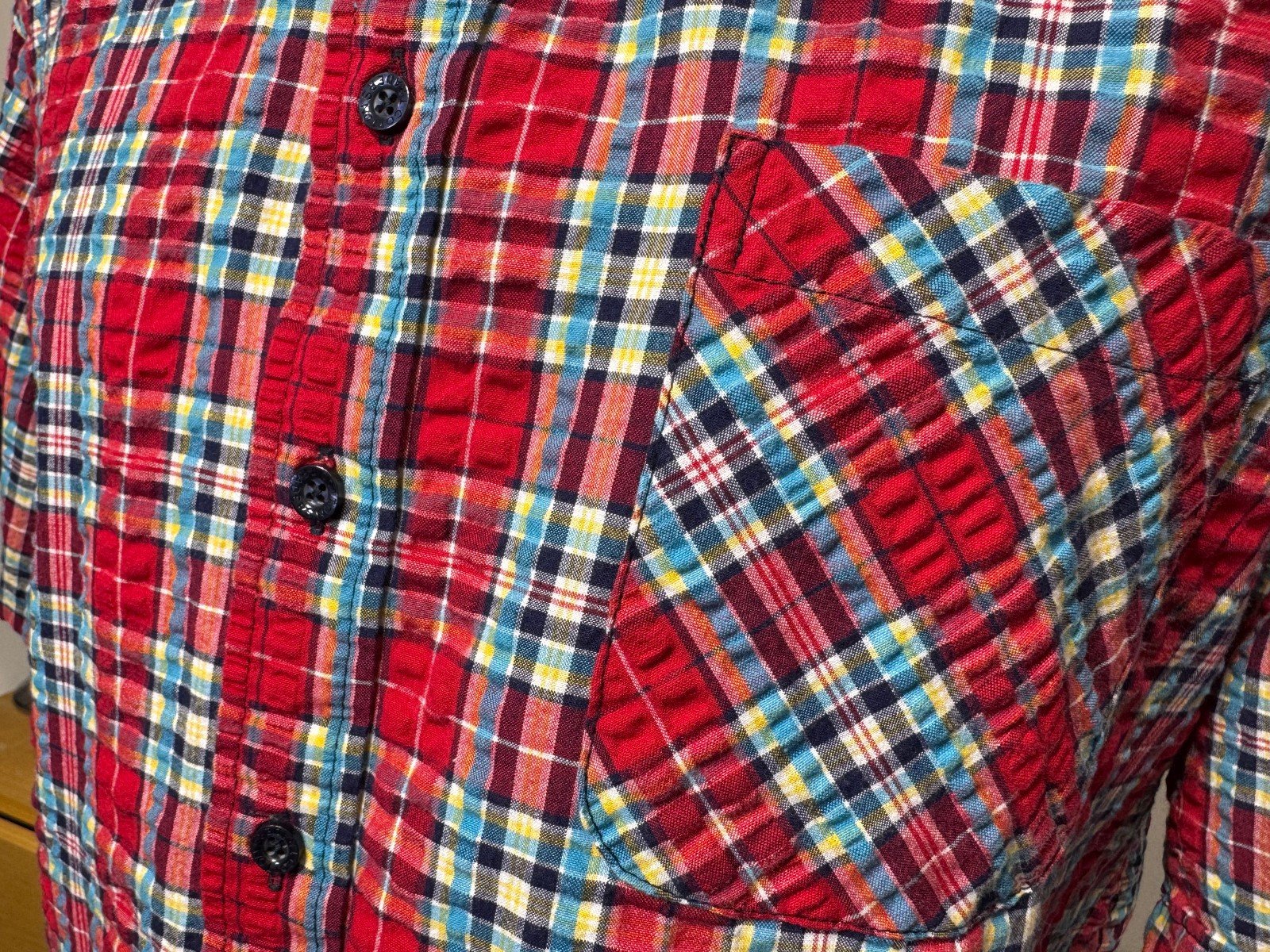 Cotton Traders Check Cotton Seersucker Short Sleeve Shirt Size 2XL