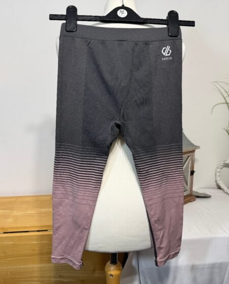 Dare2b Grey & Pink Stripe 3/4 Leg Baselayer Leggings Size 10