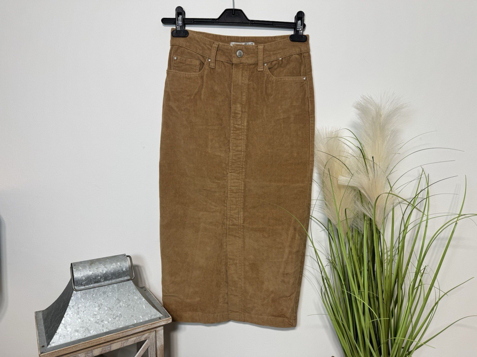 Denim Co Caramel Fine Cord Stretch Pencil Skirt Size 6