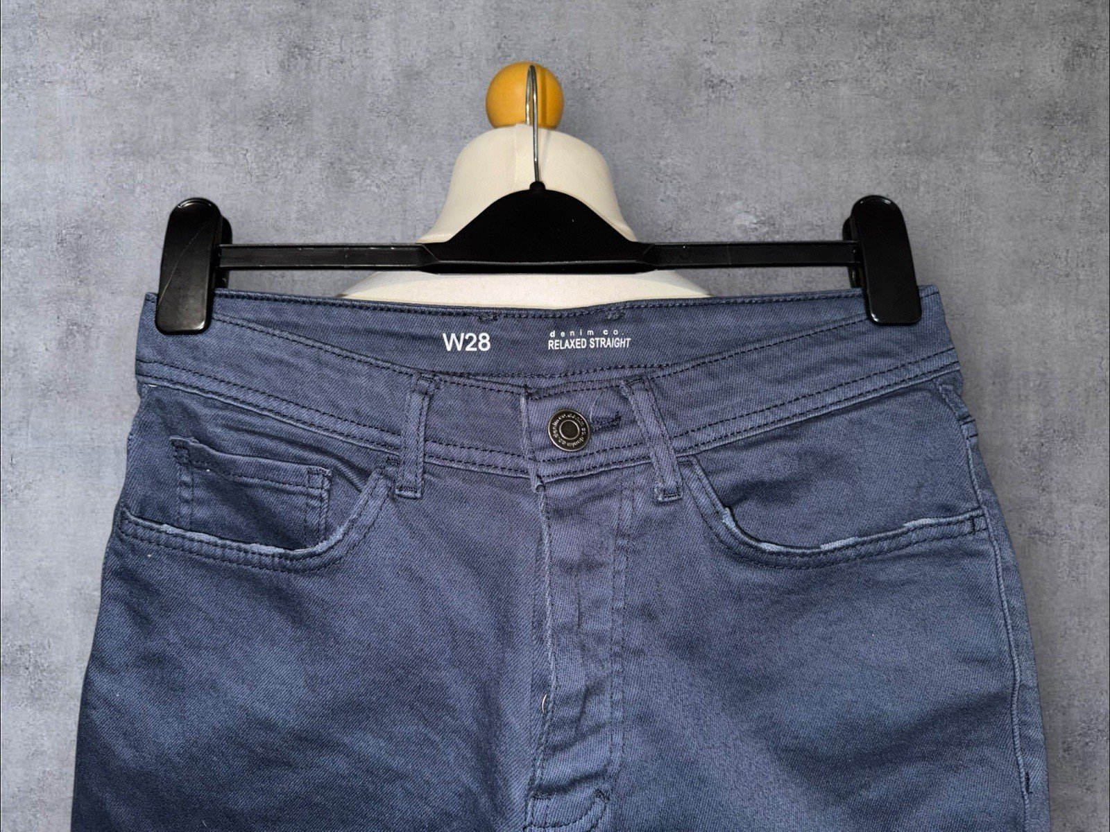 Denim & Co Navy Blue Denim Shorts Button Fly Close Pockets Waist 30in