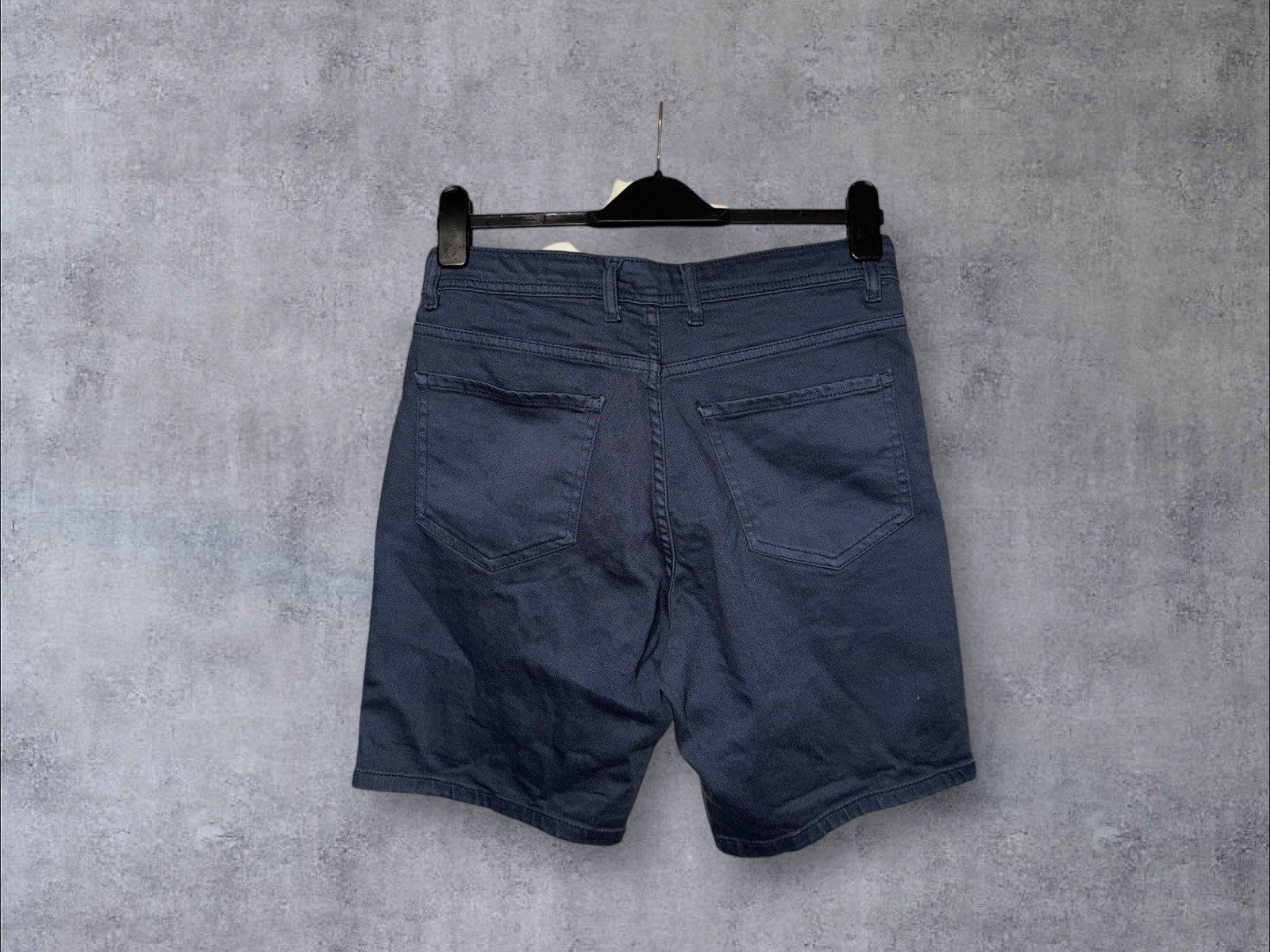 Denim & Co Navy Blue Denim Shorts Button Fly Close Pockets Waist 30in