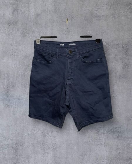 Denim & Co Navy Blue Denim Shorts Button Fly Close Pockets Waist 30in