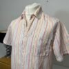 Easy White Stripe Linen Short Sleeve Shirt Size M