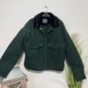 Forest Green Corduroy Line Padded Jacket Faux Fur Collar Size 14