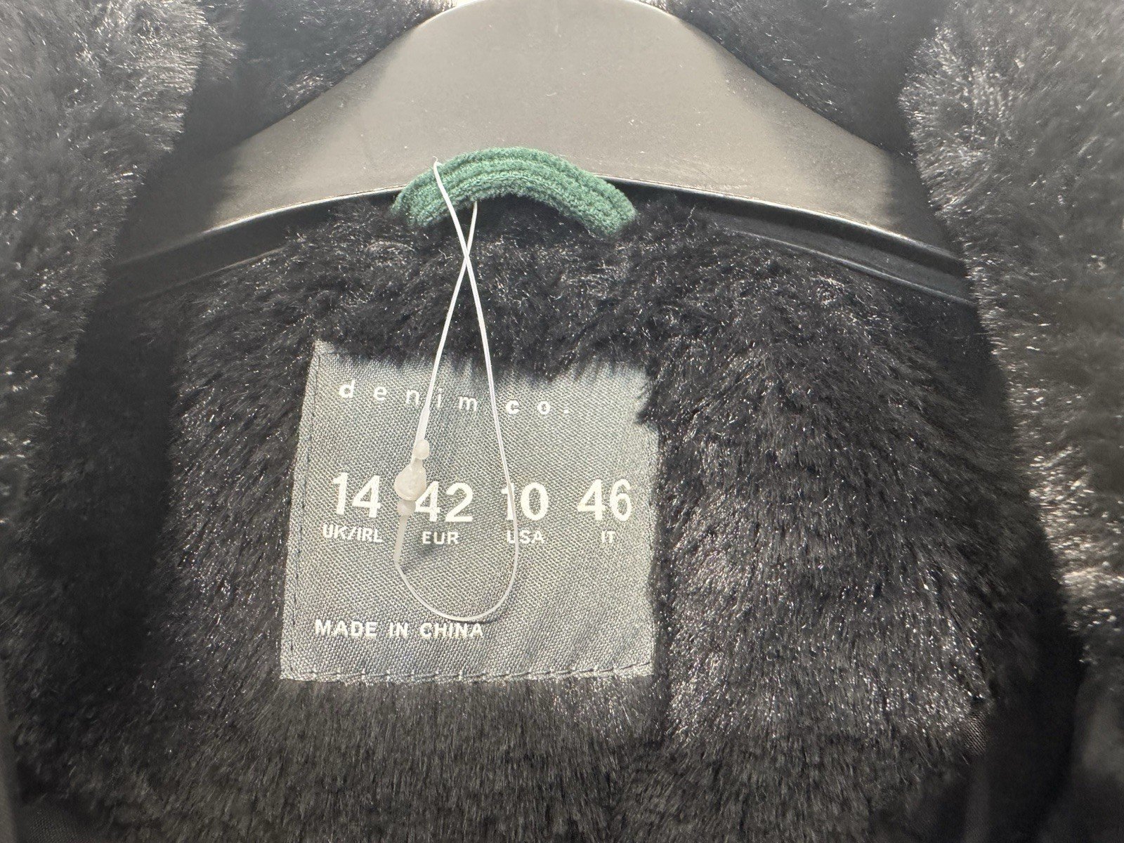 Forest Green Corduroy Line Padded Jacket Faux Fur Collar Size 14