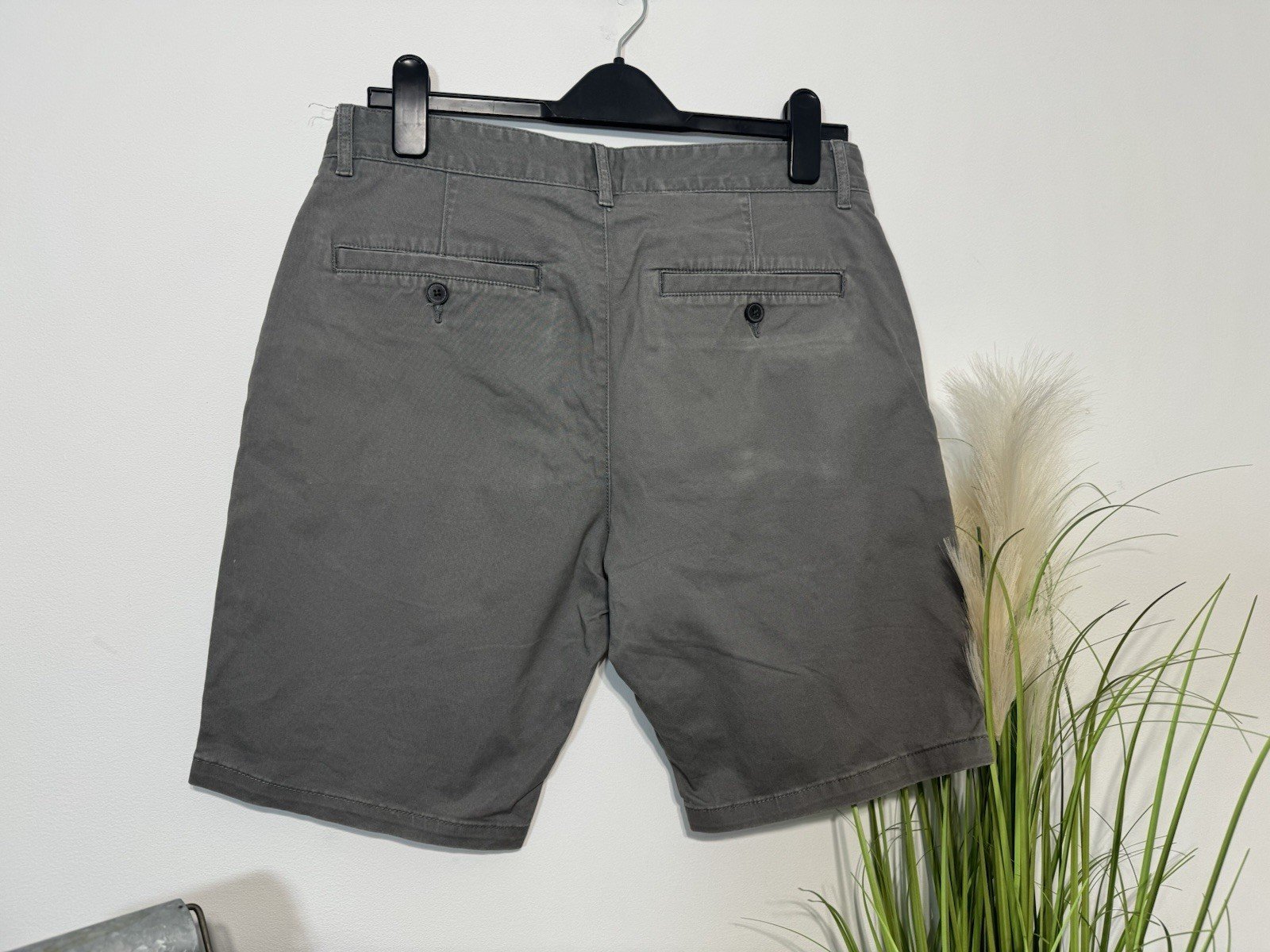 Grey Straight Fit Chino Shorts W32