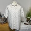 H&M White Flamingo Print Linen Blend Shirt Size XL