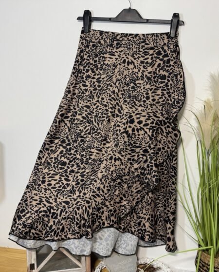 Leopard Print Wrap Effect Maxi Skirt Size 8