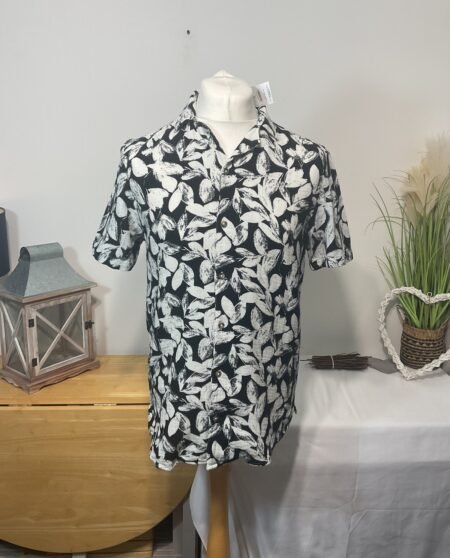 Linen Effect Short Sleeve Shirt Size S