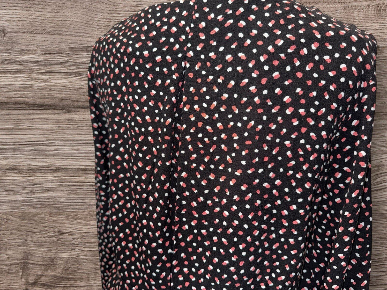 M&S Black Blouse Deep Hem Boat Neck Pleat Back Size 10