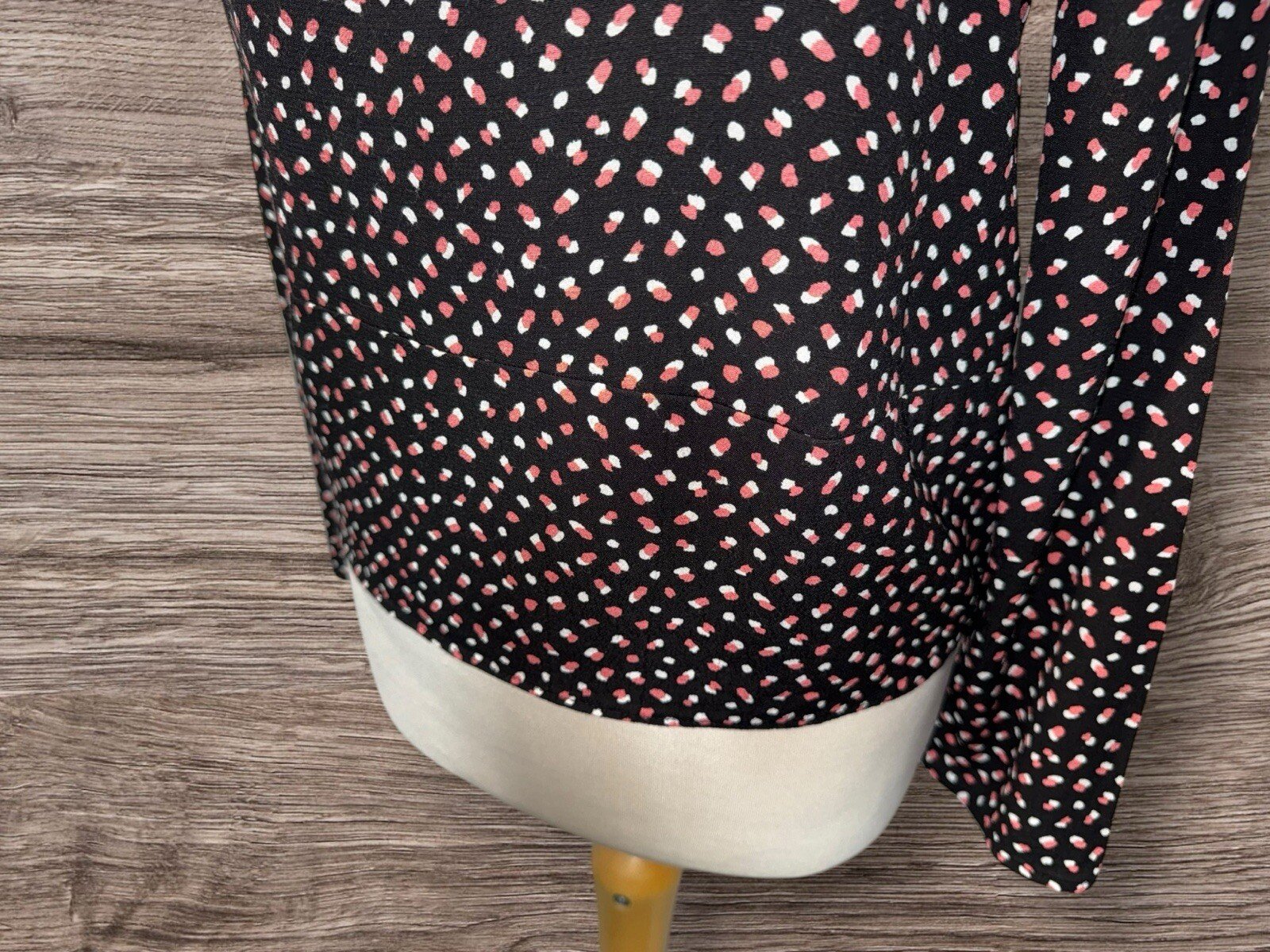 M&S Black Blouse Deep Hem Boat Neck Pleat Back Size 10