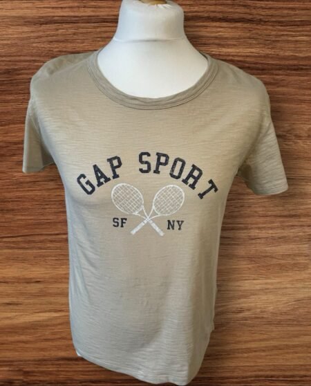 Mens Gap Beige Sports T Shirt Short Sleeve Front Motif Size S