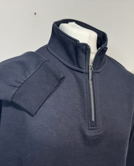 Navy 1/4 Zip High Neck Jersey Knit Top Size 3 XL
