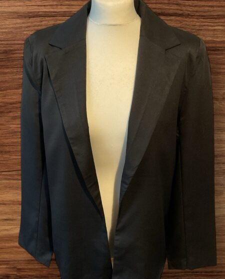 PLT Black Open Front Lined Blazer Long Sleeve Collar Size 12