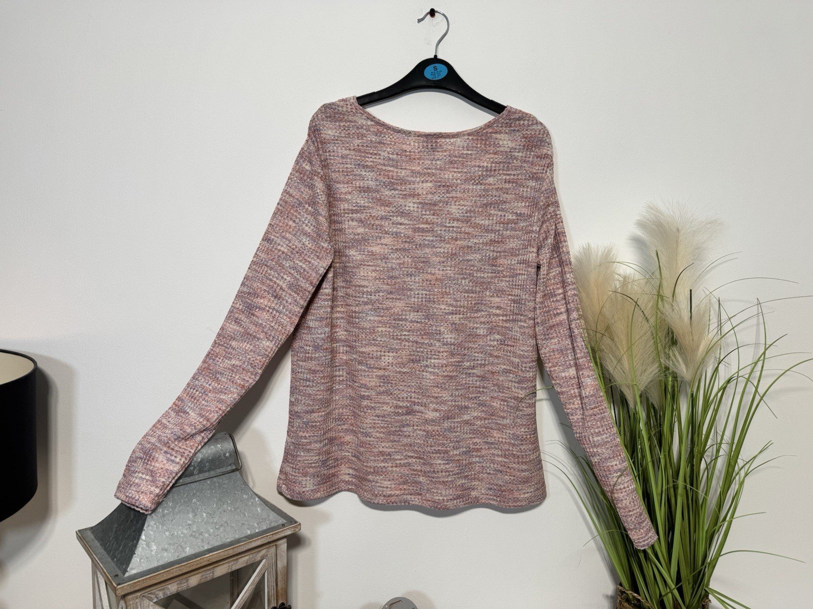 Pink & Lilac Waffle Weave V-Neck Top Size 12-14