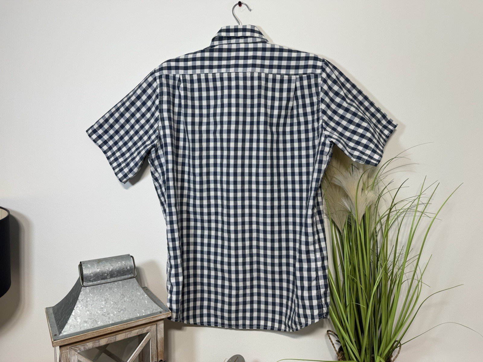 Real Clothing Company Blue Check Short Sleeve Shirt Size L
