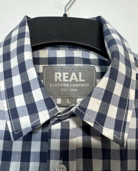 Real Clothing Company Blue Check Short Sleeve Shirt Size L