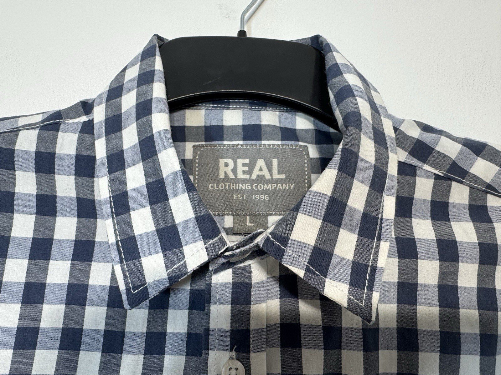 Real Clothing Company Blue Check Short Sleeve Shirt Size L