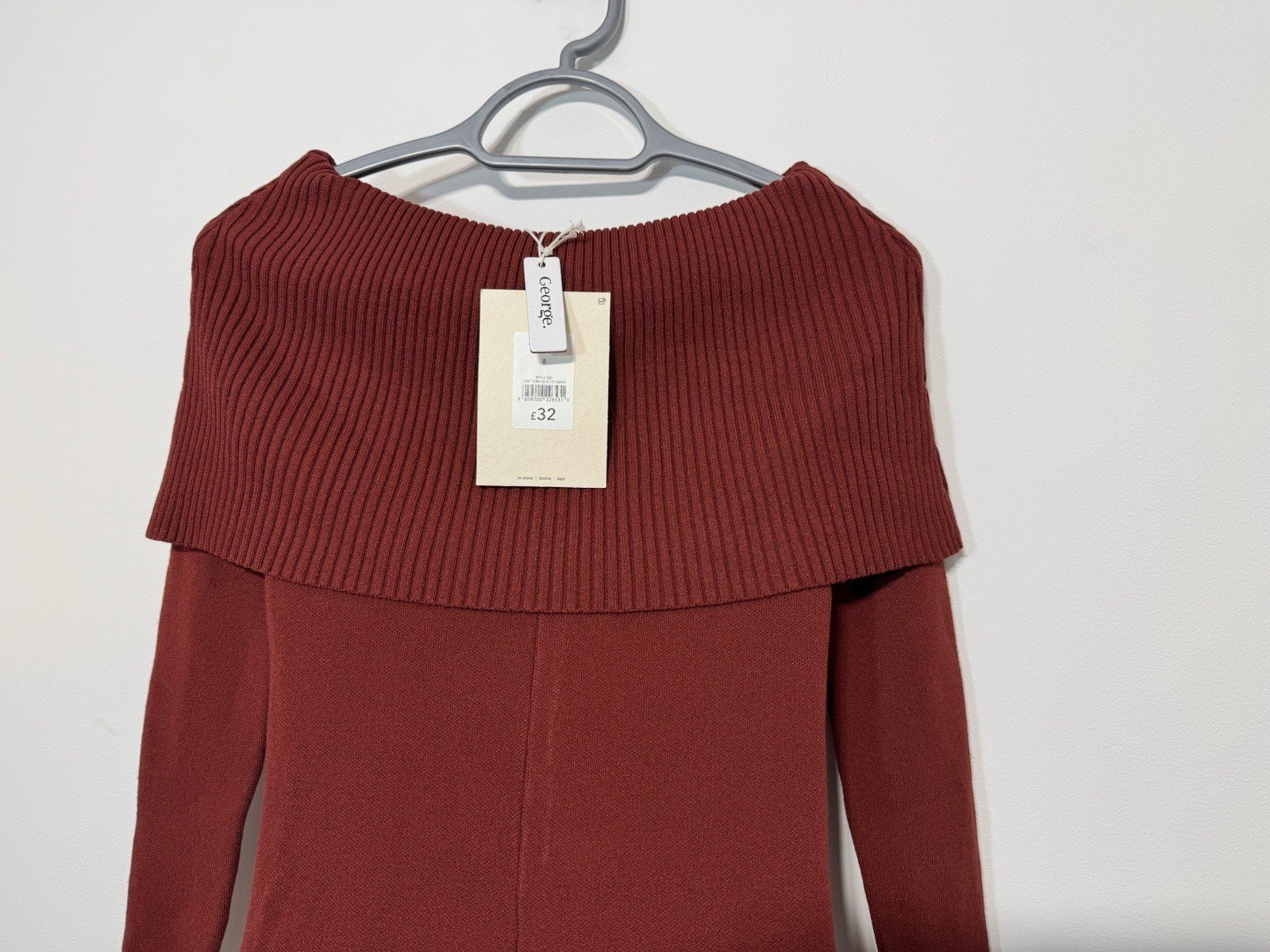 Roksanda Women’s Burgundy Cowl Neck Fit& Flare Tight Knit Dress Size 8