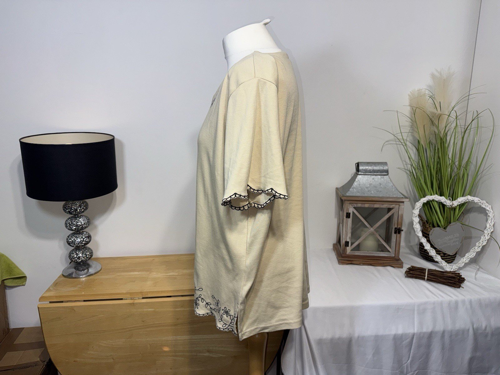 Roman Originals Cream Embroidered Top Size XL