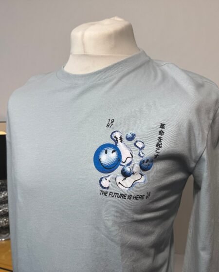 SMILEY WORLD PEARL GREY COTTON GRAPHIC TOP