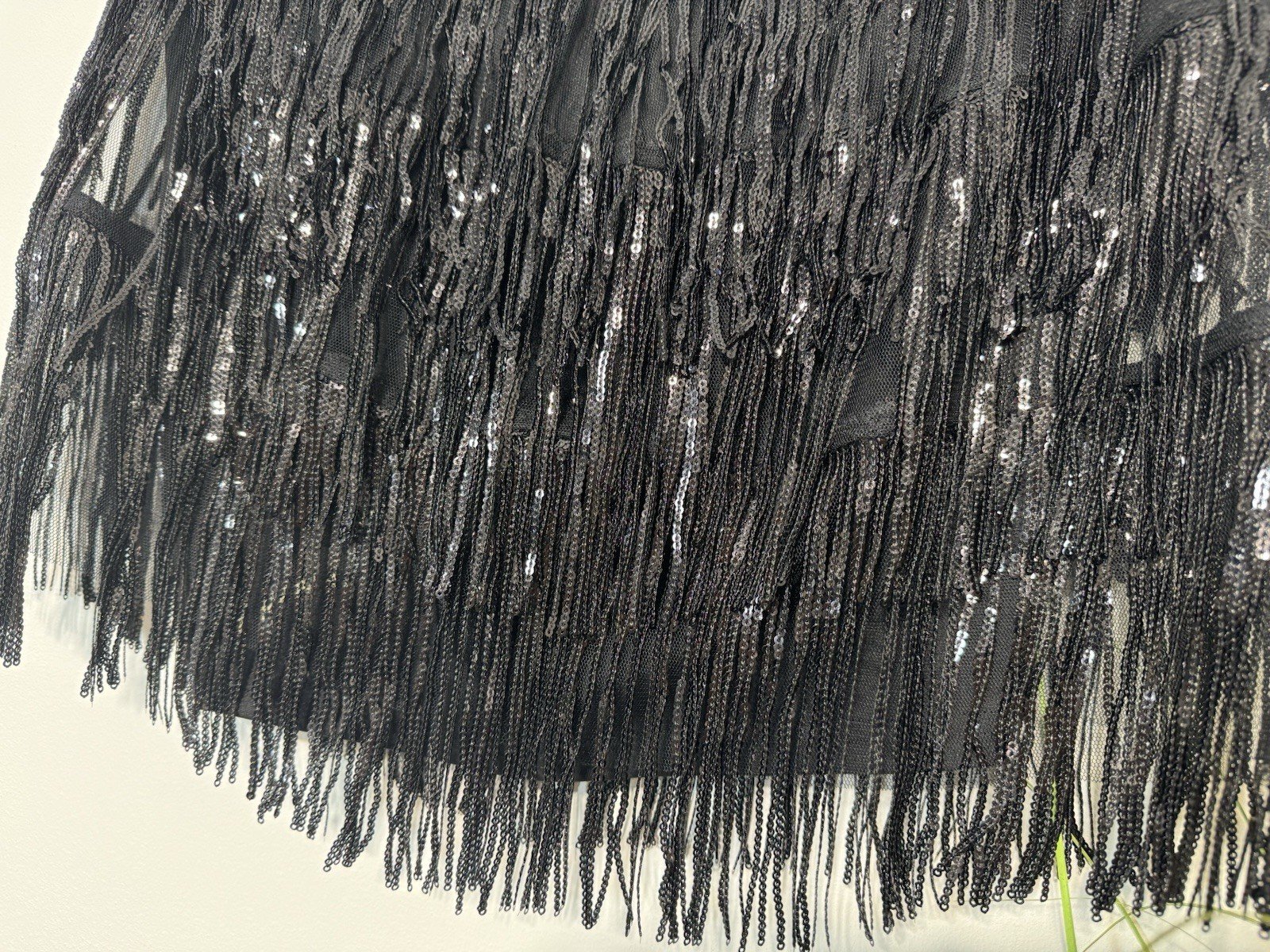 Shein Black Tassel Sequin High Waisted Hotpants Size 12-14