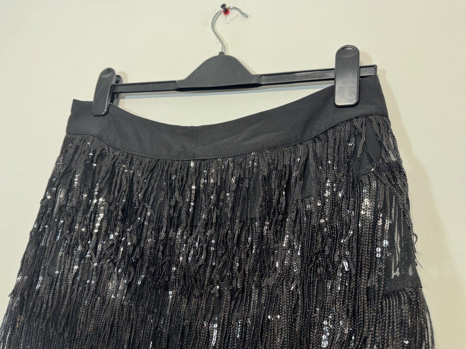 Shein Black Tassel Sequin High Waisted Hotpants Size 12-14