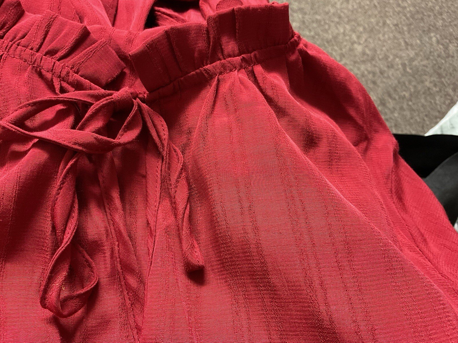 Shein Deep Red Tiered Dress Frill Tie Collar Double Bell Sleeves Size XL