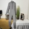 Shein Grey Ribbed Full Zip Bodysuit Size S