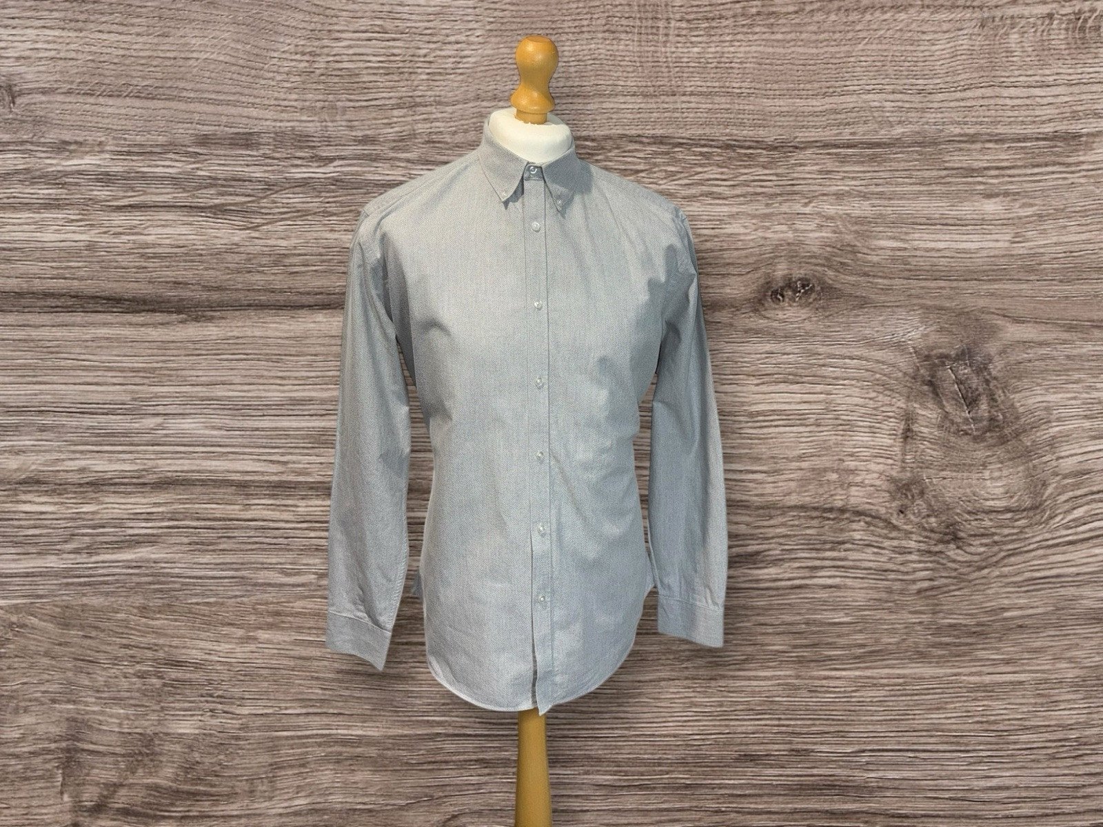 Taylor & Wright Light Grey Cotton Shirt Button Down Collar Neck 16.5