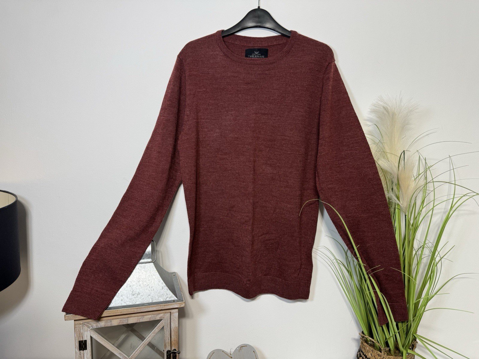 Threadbare Rust Fleck Acrylic Fine Knit Long Sleeve Crew Neck Jumper Size S