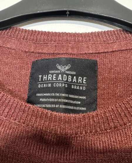 Threadbare Rust Fleck Acrylic Fine Knit Long Sleeve Crew Neck Jumper Size S