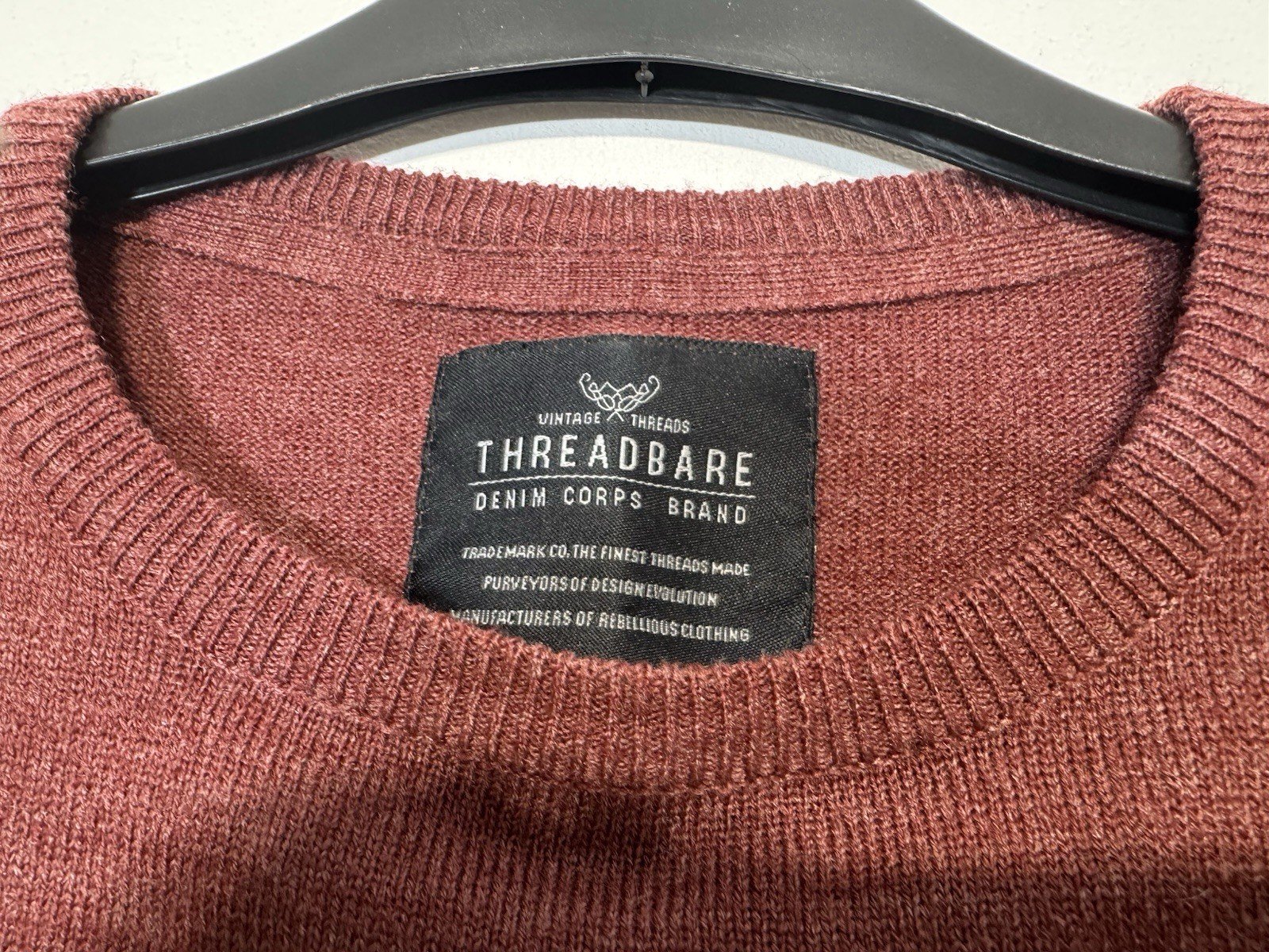 Threadbare Rust Fleck Acrylic Fine Knit Long Sleeve Crew Neck Jumper Size S