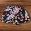 Top Shop Black Dress Shorts Floral Detail Frill Waist Pockets Size 8