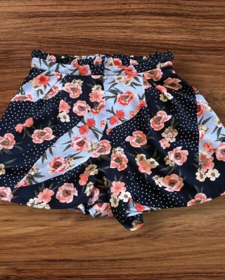 Top Shop Black Dress Shorts Floral Detail Frill Waist Pockets Size 8