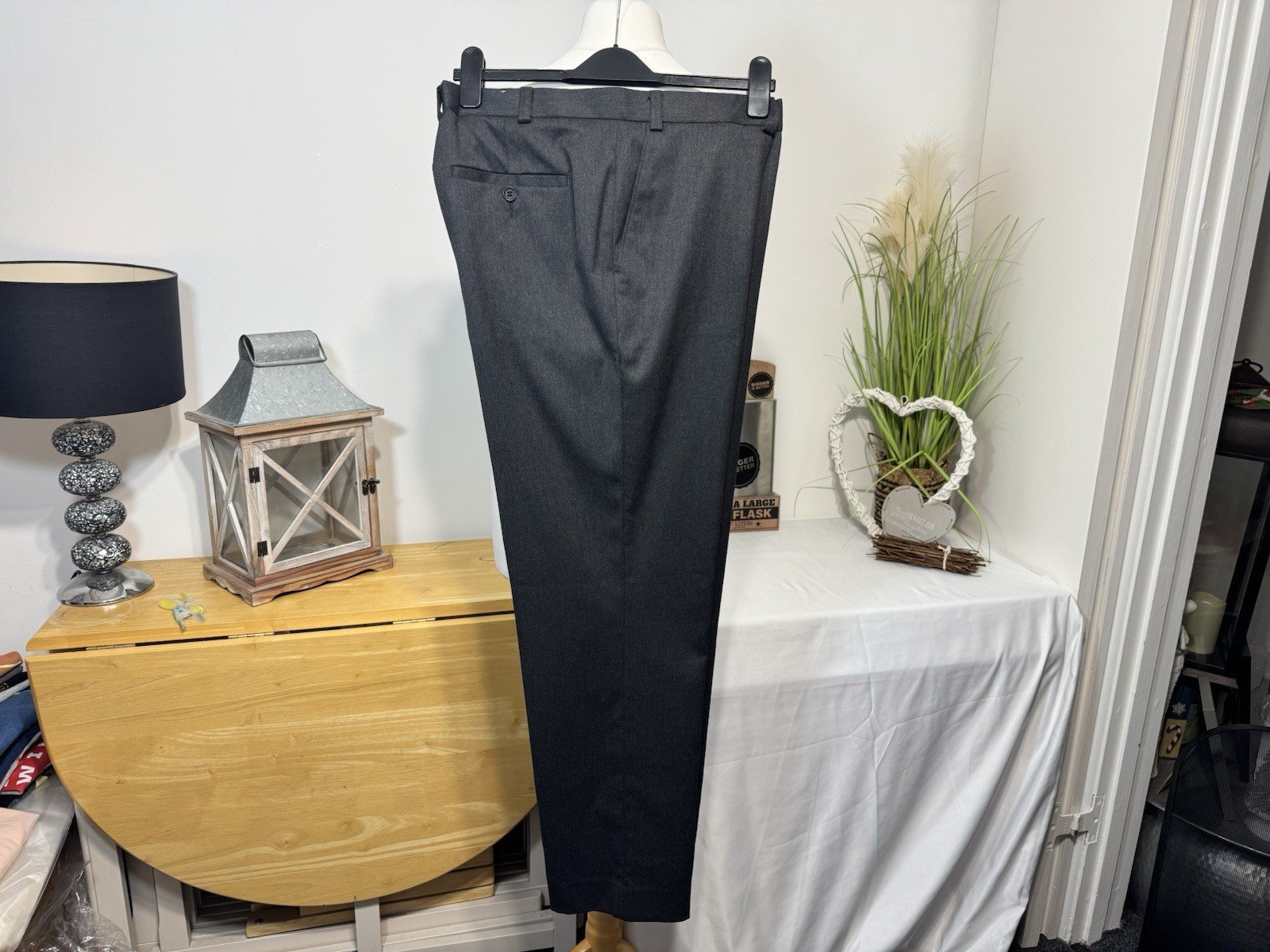 Tu Man Grey Woven Straight Leg Trousers W38 L31