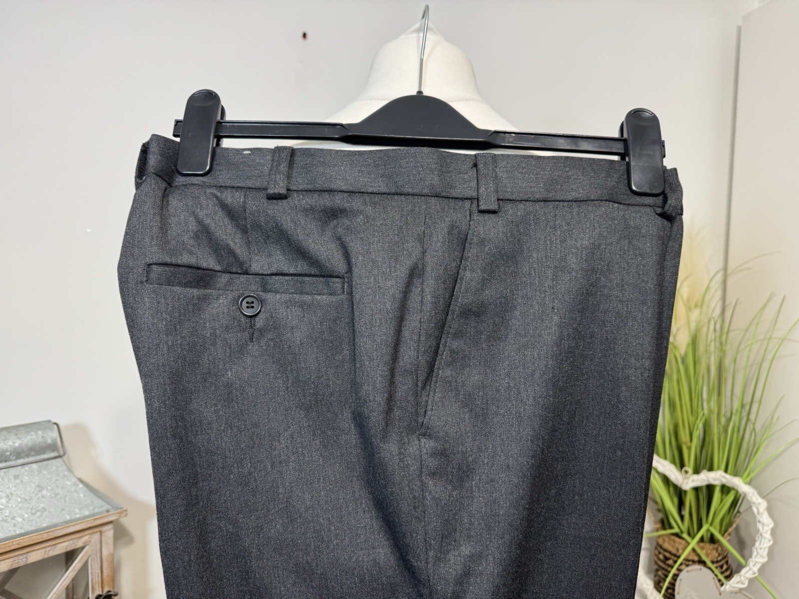 Tu Man Grey Woven Straight Leg Trousers W38 L31