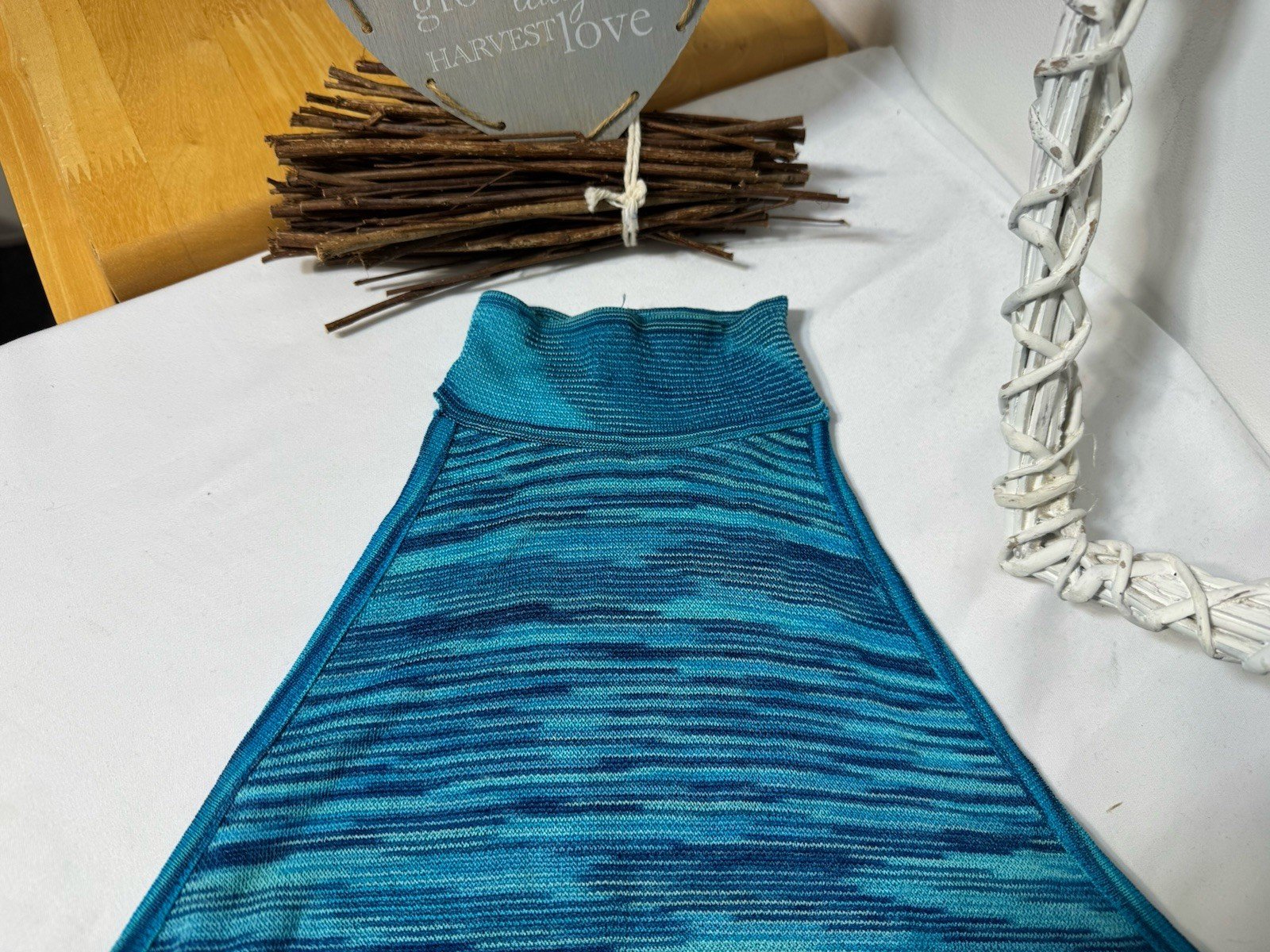 Zara Two Tone Blue Stretch High Neck Halter Top Size 8-10