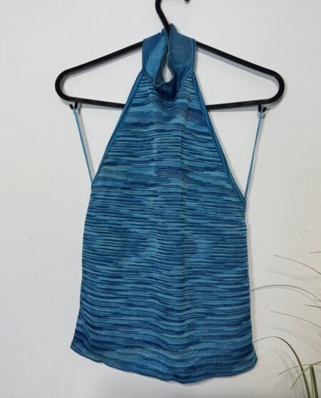 Zara Two Tone Blue Stretch High Neck Halter Top Size 8-10