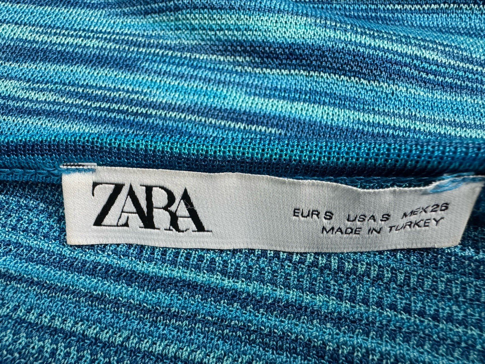 Zara Two Tone Blue Stretch High Neck Halter Top Size 8-10