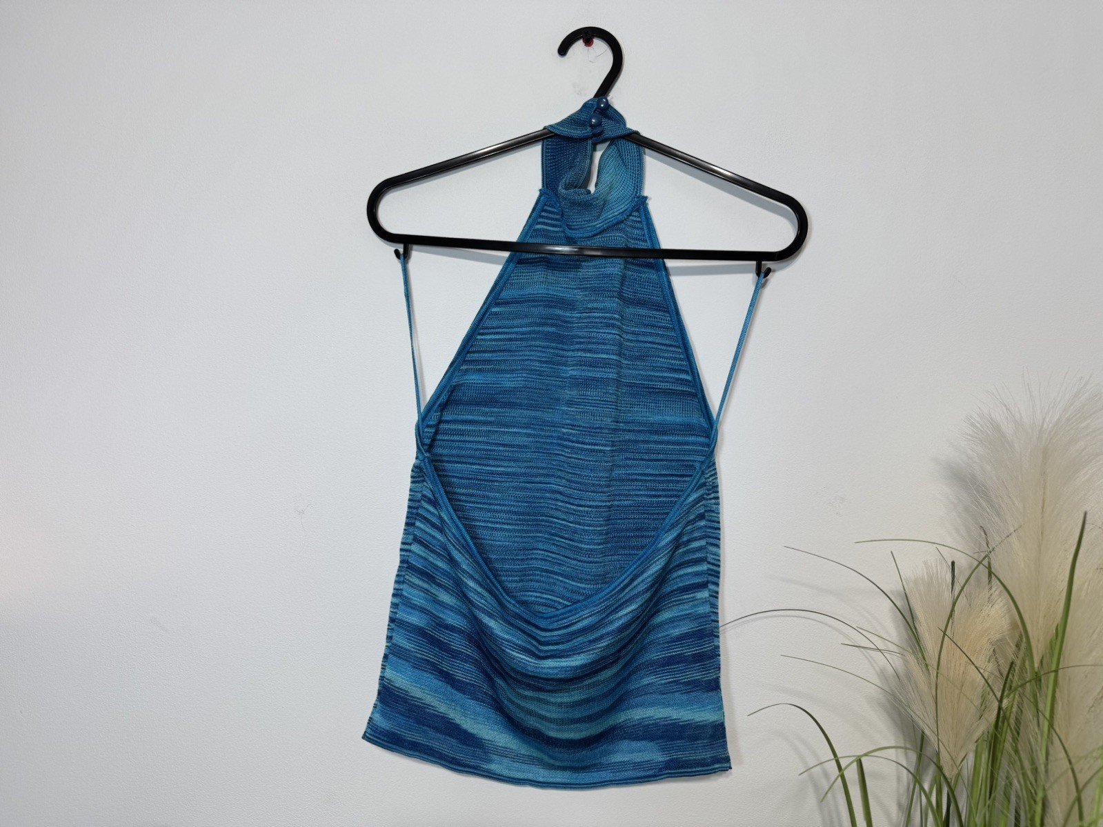 Zara Two Tone Blue Stretch High Neck Halter Top Size 8-10
